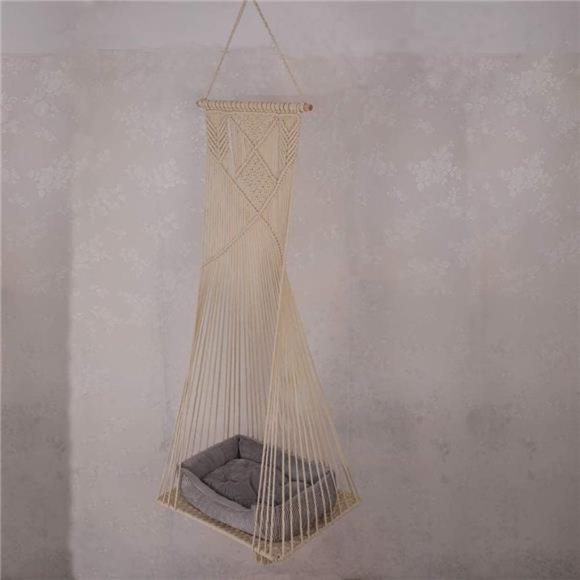 Cat Bed Cat Hammock Macrame Cat Swing Bed Cat Cage Cotton Rope Hanging Cat House - Picture 5 of 7